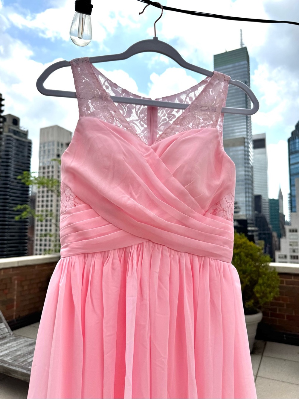 Romantic Lace-Detail Pink Maxi Dress